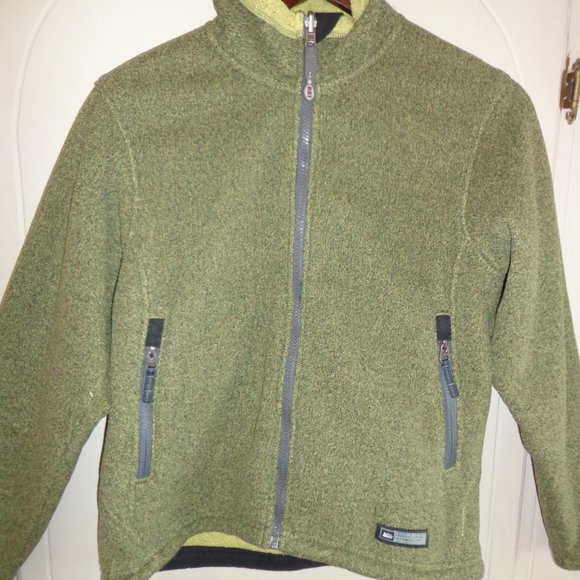 REI Fleece Jacket S 2-Tone Green Mock Collar Zip Closure - Picture 13 of 14